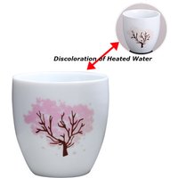 Creative Japanese Magic Sakura Teacup Hot Cold Temperature Discoloration Color Changing Tea Cup Flower Ceramic Kung Fu Tea Set