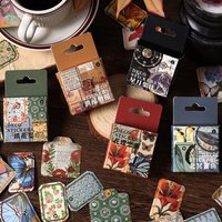 46 pcs Small boxed stickers Retro Collection Decorative Sticker Scrapbooking Label Diary Stationery Album Phone Journal Planner