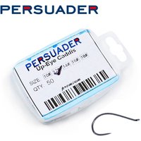 Persuader 50pcs/box premium up-eye caddis Pupa&emergers fly hook 10# 12# 14# 16# 18# slim shank barbless fly fishing nymph hooks