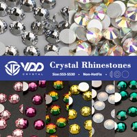 Strass en verre à dos plat VDD, décorations, accessoires pour nail art en cristal, autocollants pour ongles, pierres scintillantes DMC, diamants, bricolage.