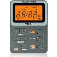 Yorek Pocket AM/FM tragbares Radio, bester Empfang, mit Kopfhörer, MP3-Player, unterstützt TF-Karte, Mini-Digital-Walkman-Radio