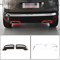 For Peugeot 3008 4008 5008 2017-2021 ABS Carbon Fiber/Bright Silver Car Tail Muffler Exhaust Pipe Output Cover Car Accessories
