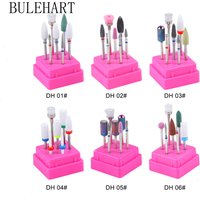 Combined Milling Cutters Set For Manicure , Ceramic Nail Drill Bits Kit Electric Removing Gel Polishing Tools