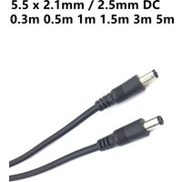 12V DC Power 5.5 x 2.1mm / 2.5mm Male to 5.5 2.1/2.5mm Male 18AWG Power cord Plug Cable 10A 0.3M 0.5M 1m 5M 1.5M