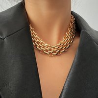 PuRui Punk Chunky Chain Choker Necklace for Women Hip Hop Gold Color Layered Collar Necklace Statement Fashion Jewelry