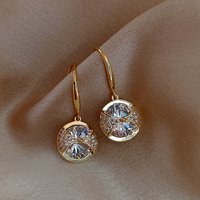 Huitan Luxury Gold Color Drop Earrings for Women Elegant Bridal Wedding Earrings Anniversary Gift New Trendy Jewelry Drop Ship