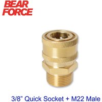 High Pressure Washer Car Washer Brass Connector Adapter M22 Male + 3/8" Quick Disconnect Socket