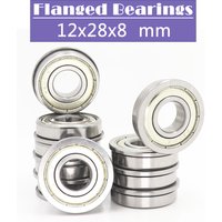 F6001ZZ Flange Bearing 12*28*8 mm ( 10 PCS ) Flanged F6001 Z ZZ Ball Bearings