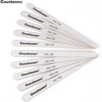 10Pcs Wooden Nail Files Strong Thick Sandpaper 100/180 180/240 Grey Block For Manicure Gel Polishing Wood Sanding Nail Files Set