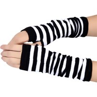 Fashion Striped Arm Warmer Knitted Women's Sleeves Collegiate Elastic Punk Rock Black White Striped Korean Style Long Gloves