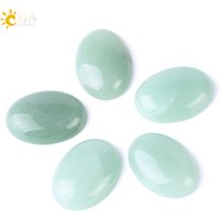 CSJA 1PC Natural Green Aventurine Cabochon Beads 10x14mm to 30x40mm Gem Stone for DIY Handmade Crafts Jewelry Earrings Ring F507