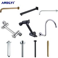 Brass Shower Arm Head Holder Black G1/2 Extension Wall Ceiling Mounted Fixed Pipe for Set Bracket Bar Brushed Gold Accessories