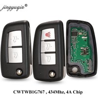 jingyuqin 2/3 Buttons 433MHz 4A PCF7952E Flip Remote Key For Nissan Qashqai J11 Pulsar C13 Juke F15 X-Trail T32 Micra CWTWB1G767