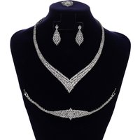 Jewelry Set HADIYANA Simple And Generous Female Necklace Bracelet Ring Earrings Zircon Set CN2346 Valentine's Day gift
