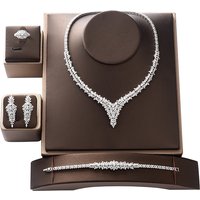Jewelry Set HADIYANA Trendy Elegant Luxury Wedding Bridal Necklace Earrings Ring And Bracelet Jewelry CN1443 Conjunto De Joyas