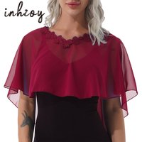 Women Chiffon Poncho Bolero Shoulder Jacket Lightweight Elegant Short Wrap Scarf Cape Top for Wedding Bridal Evening Dress
