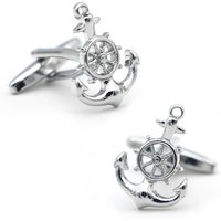 New Arrival Anchor Cuff Links Silver Color Rudder Design Quality Brass Material Men's Cufflinks Wholesale & Retail