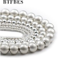 Natural Hematite Stone Matte Gold Color Silver Plated Round Spacer Beads 3/4/6/8/10mm DIY Handmade Jewelry Bracelet Accessories