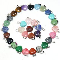25pcs Healing Natural Stone Heart Charms Pendants 16mm Mix For Jewelry Making DIY Wholesale Women Fashion Accessories Romantic