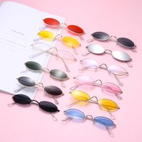 Retro Small Oval Sunglasses Women Vintage Brand Shades Black Red Metal Frame Color Sun Glasses For Female Fashion Eyewear