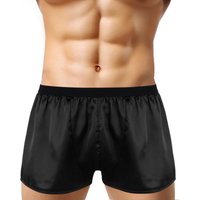 Men's Boxer Briefs Trunks Underwear Silk Satin Basic Boxers Shorts Underpants Lightweight Loose Sports Short Pants for Man