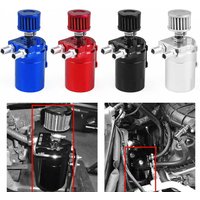 Oil Catch Can Reservoir Tank Universal With Mini Filter Breather Baffled Aluminum with 9mm &15mm Fittings Oil Dipstick