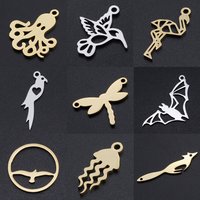 10pcs/lot Animal Jellyfish DIY Charms Wholesale 316 Stainless Steel Fox Bat Connectors Charm Bird Parrot Owl Jewelry Pendant
