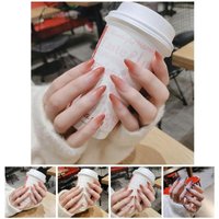 24PCS Gradients Color Point Head False Nails Wearable Women Girl Nail Art Full Cover Fake Nails Press On Nail Patch with Glue
