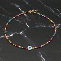 Fashion Turkish Evil Eyes Necklaces Women Bohemian Vintage Devil Pendant Choker Rainbow Seed Beads Party Collar Jewelry Gift