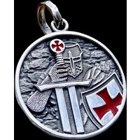 Onlysda Cool Men's Pendant Stainless Steel Red Armor Shield Knight Templar Crusader Cross Necklace Punk Jewelry Drop Shipping