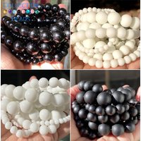 Natural Stone Beads 4/6/8/10/12mm White Black Dull Polish Matte Onyx Agates Smooth Round Beads for Jewelry Making DIY Bracelet
