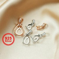 Multiple Size Prong Bezel Settings Tear Drop Shape Gems CZ Stone Solid 925 Sterling Silver Pendant Charm Settings Tray 1431034