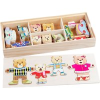 Wooden Toy Montessori Cartoon Animal Changing Clothes Jigsaw Dress Changing Shape Matching Puzzle Educational Toys For Children