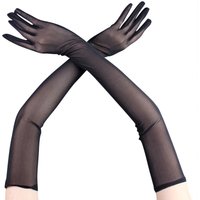 Sexy Lace Thin Black Hollow Transparent Long Gloves Soft Breathable Solid Net Yarn Women Man Performance Party Elasticity
