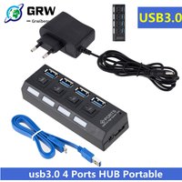 Mini USB HUB 3.0 Super Speed 5Gbps usb3.0 4 Ports HUB Portable Micro USB 3.0 HUB Splitter With External Power Adapter For PC Acc