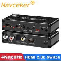 4K 120Hz HDMI audio extractor 4K Support 5.1CH 2 Port HDMI to HDMI Audio ARC Switch with audio toslink stereo For Apple TV PS5
