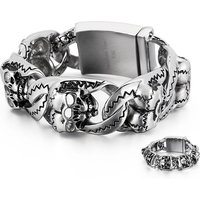 2 Styles Pirate Skull Bone Bracelet Men 316L Stainless Steel Punk Rock Party Jewelry