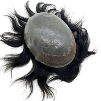 High-Quality Invisible Swiss Lace Hairline 100% Human Hair Mens Toupee Stock