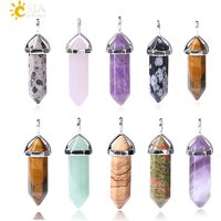 CSJA Bullet Natural Stone Pendant Real Purple Crystal Men Women Chakra Gem Stones Quartz Aventurine Pendants Jewelry E001
