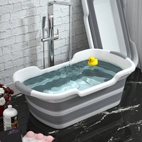 LazyChild Silikon Faltbare Badewanne für Babys, Rutschfester Fußbadeeimer, Tragbare Faltbare Badewanne für Hunde und Katzen