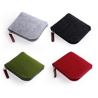 Cheap Wool Felt Mini Coin Purse Wallet Women Men Change Bag Credit Card ID Holder Wallets Key Chain Mini Bag Felt Retro Bag