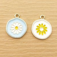 10pcs Enamel Flower Charm for Jewelry Making Necklace Bracelet Earring Pendant Diy Accessories Zinc Alloy Gold Plated