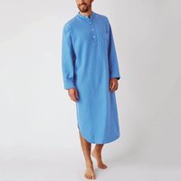 Men's Button-down Sleep Robes Solid Color Stand Collar Long Sleeve Nightgown Fashion Comfortable Home Wear Loose Bathrobes M-3XL