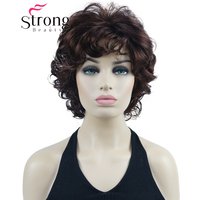 StrongBeauty Short Curly Synthetic Wig for Women Soft Tousled Curls Auburn Full Short Wigs for Women COLOUR CHOICES