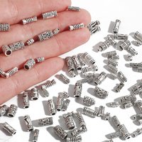 10-100pcs/lot Antique Silver Plated Hollow Curved Tube Spacer Beads Charms Connector For Jewelry Making DIY Bracelet Necklace