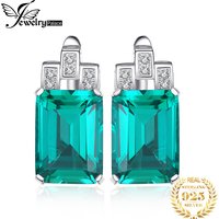 JewelryPalace 8ct Green Simulated Nano Emerald 925 Sterling Silver Clip Earrings for Women Fashion Statement Gemstone Jewelry
