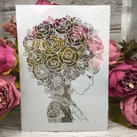 A4 29cm Beautiful Flower Hair Girl DIY Layering Stencils Painting Scrapbook Coloring Embossing Album Decorative Card Template
