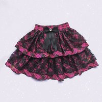 Japanese Harajuku style Y2K Tuku Hot girl cake skirt black sweet lace bow tie two layer punk plaid short mini skirt