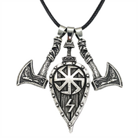 Viking Jewelry Sword Shield Odin Raven Wolf Axe Amulet Slavic Kolovrat Symbol Talisman Male Necklace Dropshipping