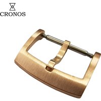 Cronos Solid Bronze CuSn Tongue Buckle Watch Parts Fully Brushed 18 20 22 mm 2.0 with Spring B